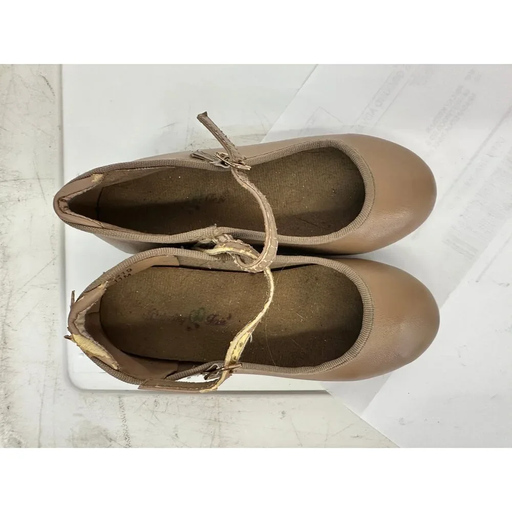 Pre-Owned Dance Tap Shoes Danshuz 753 Little Kids 11M Tan Mary Jane Buckle